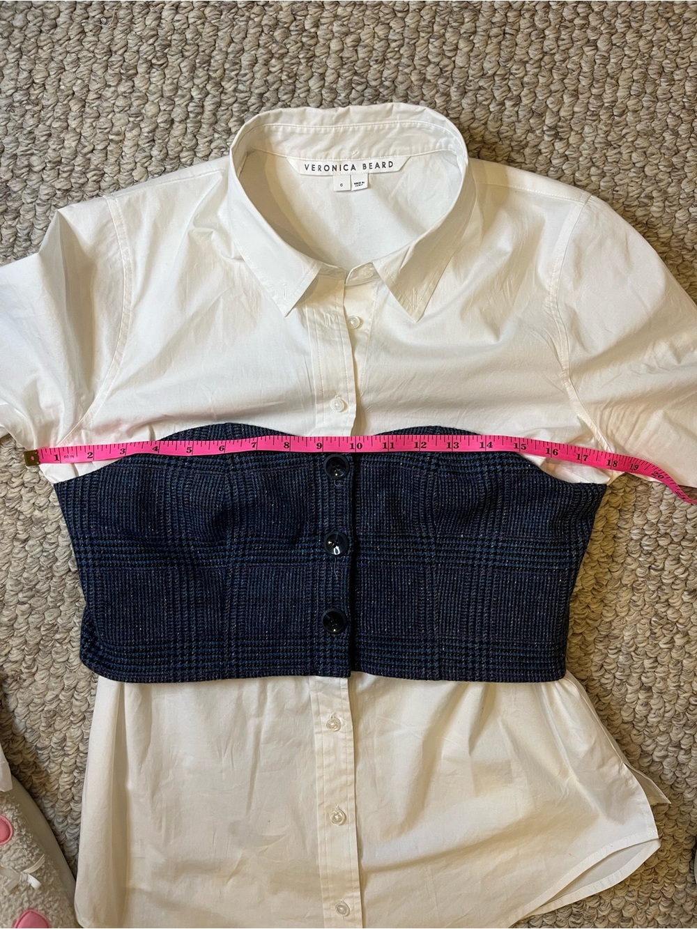 NWOT Veronica Beard Callen White Button-Down Shirt Tweed Bustier- size 6 - Picture 9 of 9